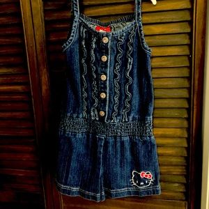 Hello Kitty brand Jean jumper w pink Jem buttons